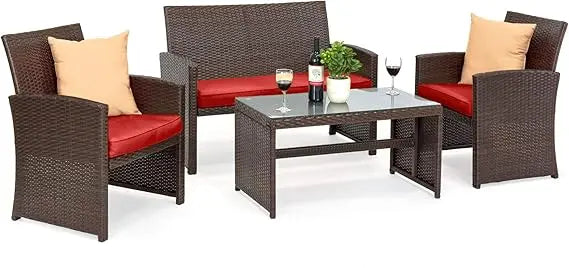 4-Piece Outdoor Wicker Patio Conversation Furniture Set