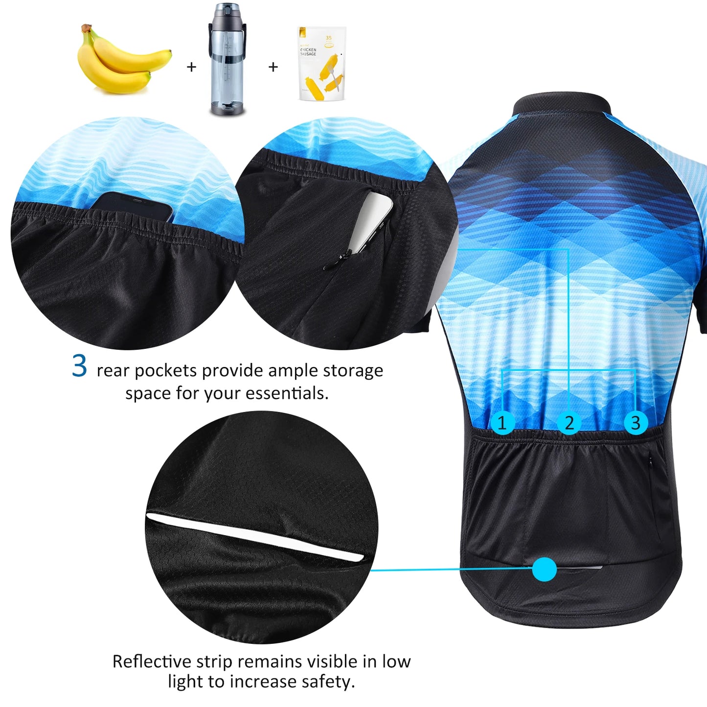 Lixada Men Cycle Jersey Breathable Short Sleeve Bike Shirt and Padded Shorts