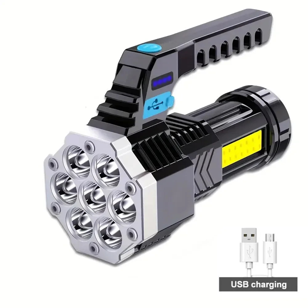 7LED High-Power Flashlight With USB Charging COB Side Light
