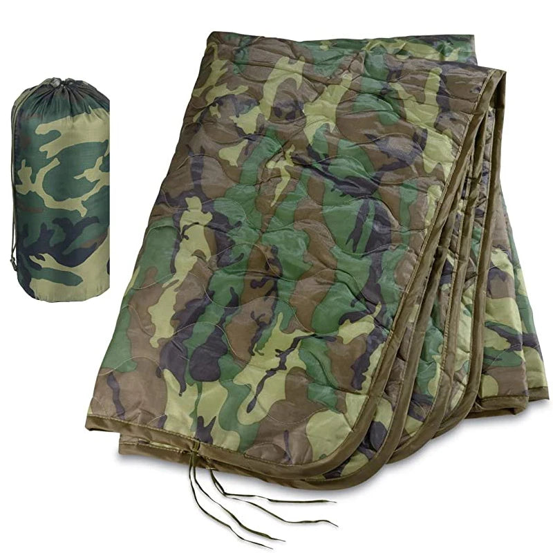 Tactical Army Poncho Liner Camouflage Water Repellent Woobie Quilted Blanket