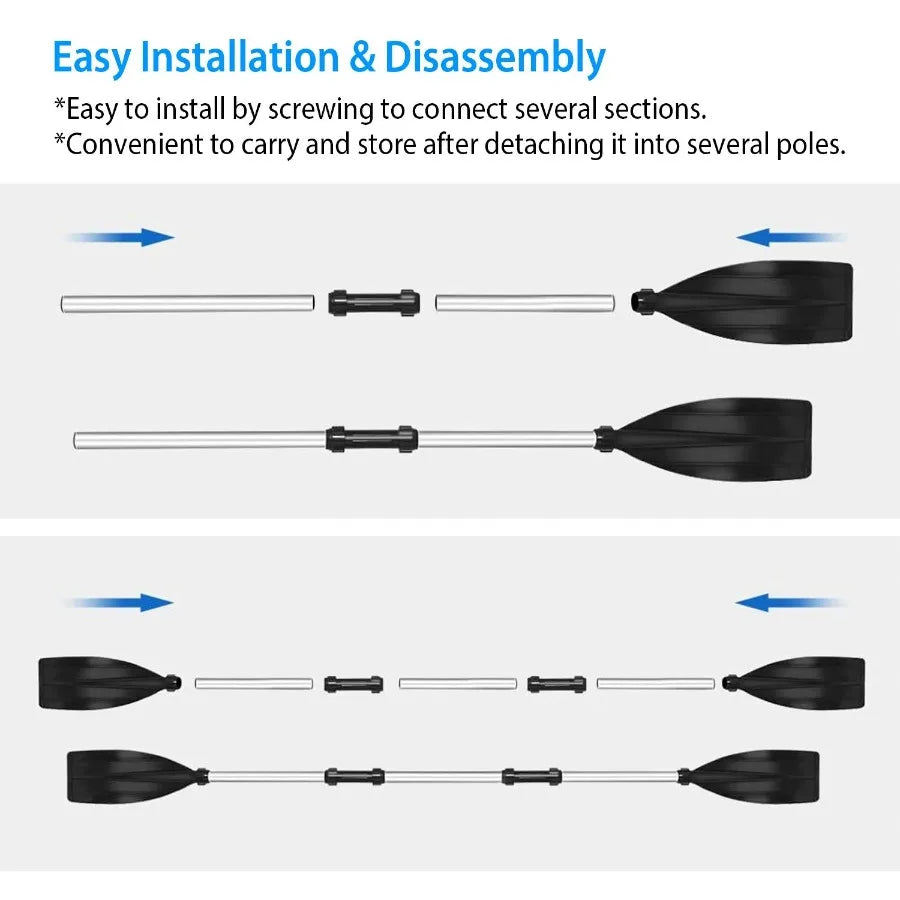 2Pcs Kayak Paddles Aluminum Alloy Detachable Canoe Paddle Boat Oars