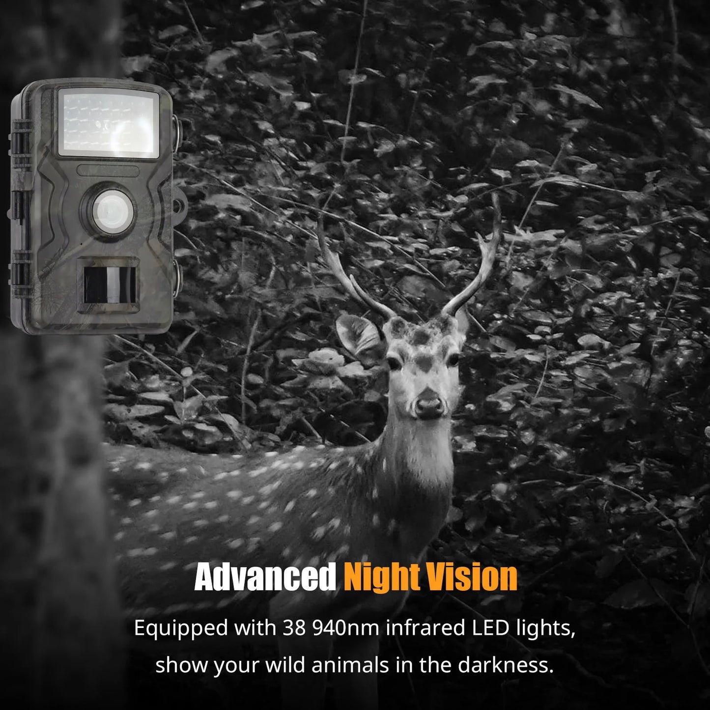 1080P Hunting Camera 2.0in LCD 16MP Infrared Night Vision Mobile Monitoring IP66 Waterproof Trail Camera
