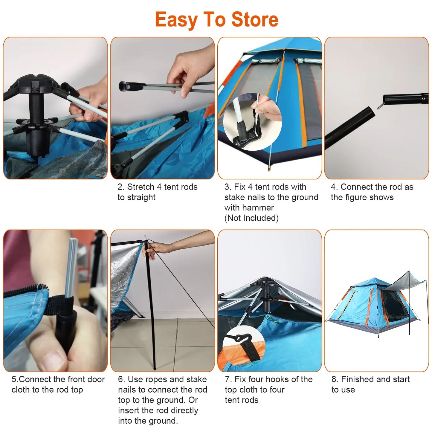 Automatic Quick Open Tent Sun-Protection Portable Hexagonal Tent Waterproof Beach Travel Tent for Family 4-5/5 People