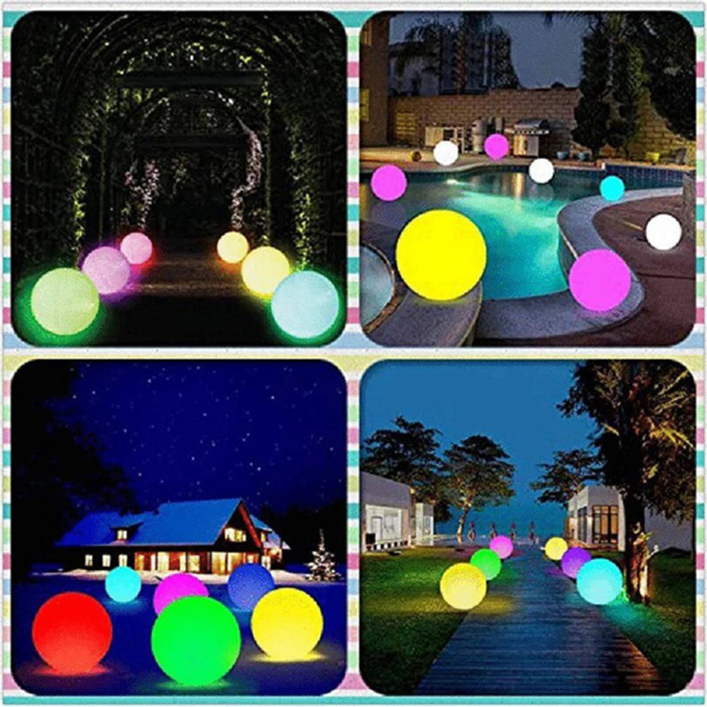 LED Beach Ball Pool Toys Floating Pool Light With Remote13 Colors Glow In Dark Party Decor Pool/Beach