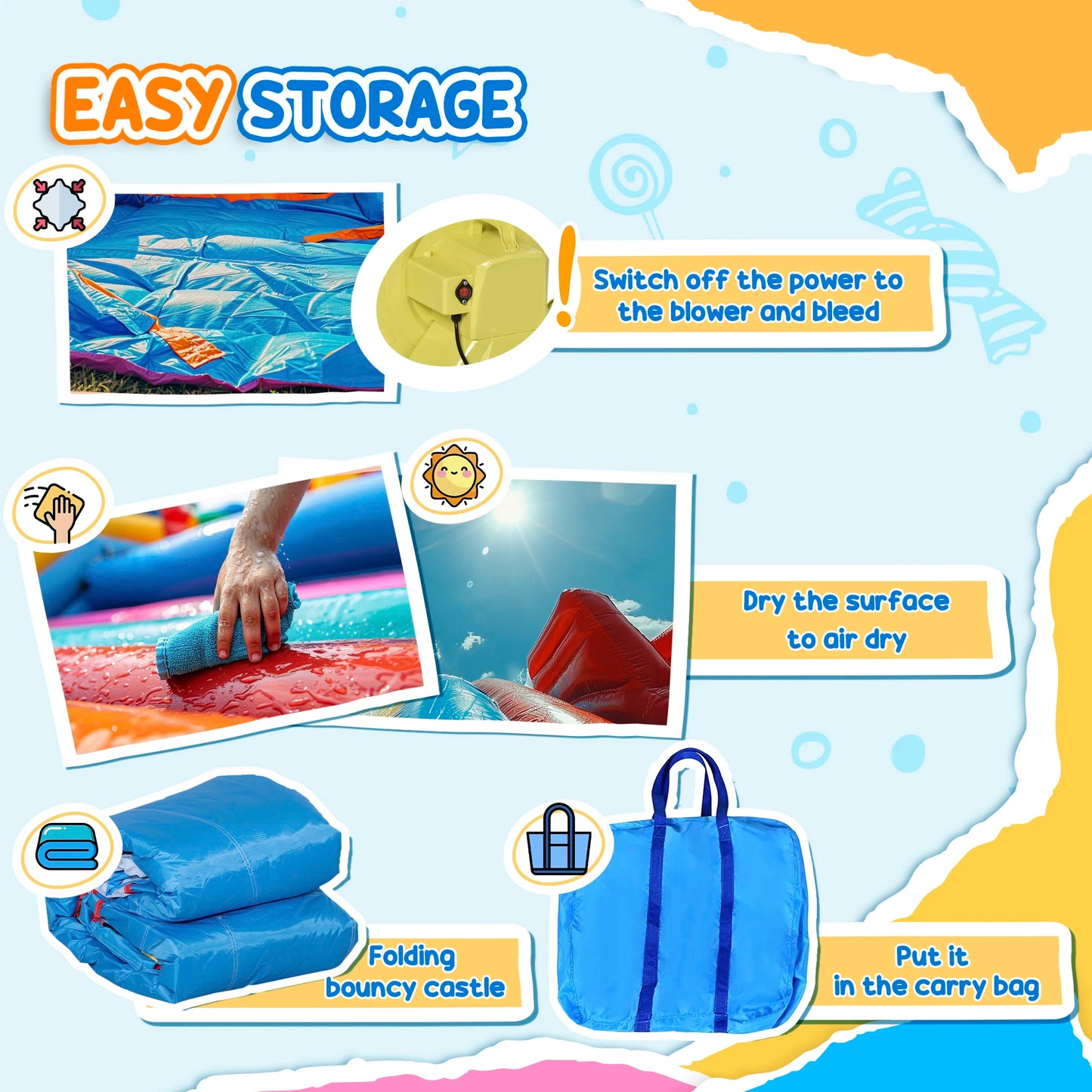 6-in-1 Inflatable Bounce House Outdoor Toy, Inflatable Water Slide