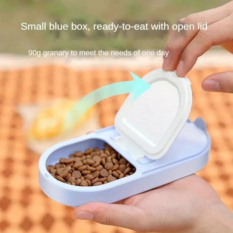 Portable Pet Water Bottle with Drinking Cup and Food Storage