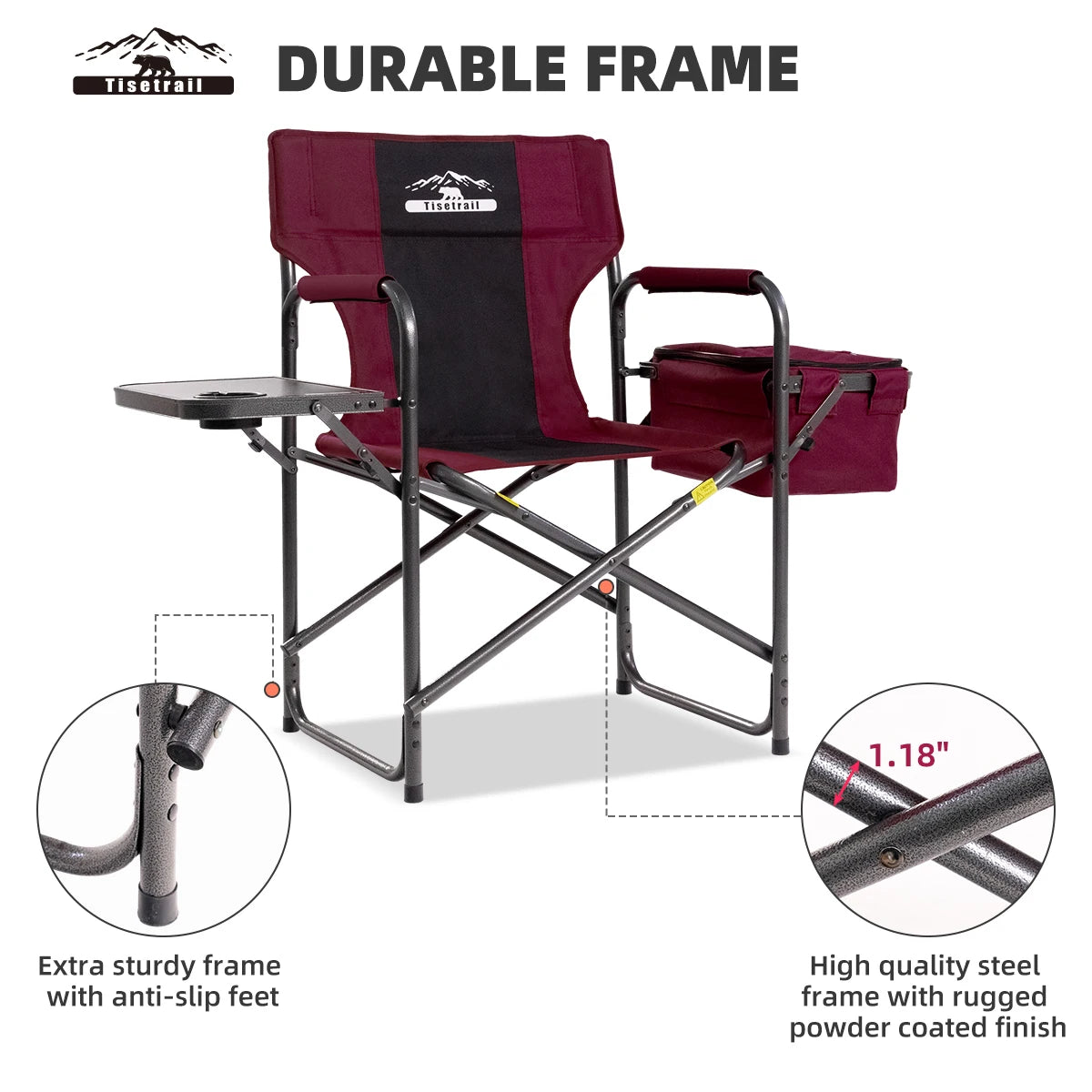 Tisetrail Director Camping Chair With Cooler Bag And Foldable Side Tray