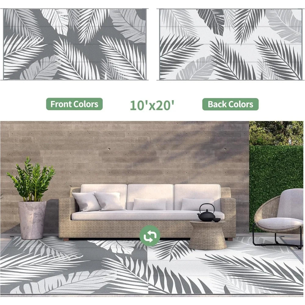 Outdoor Rug 10' x 20' Waterproof for Patios Clearance, Reversible