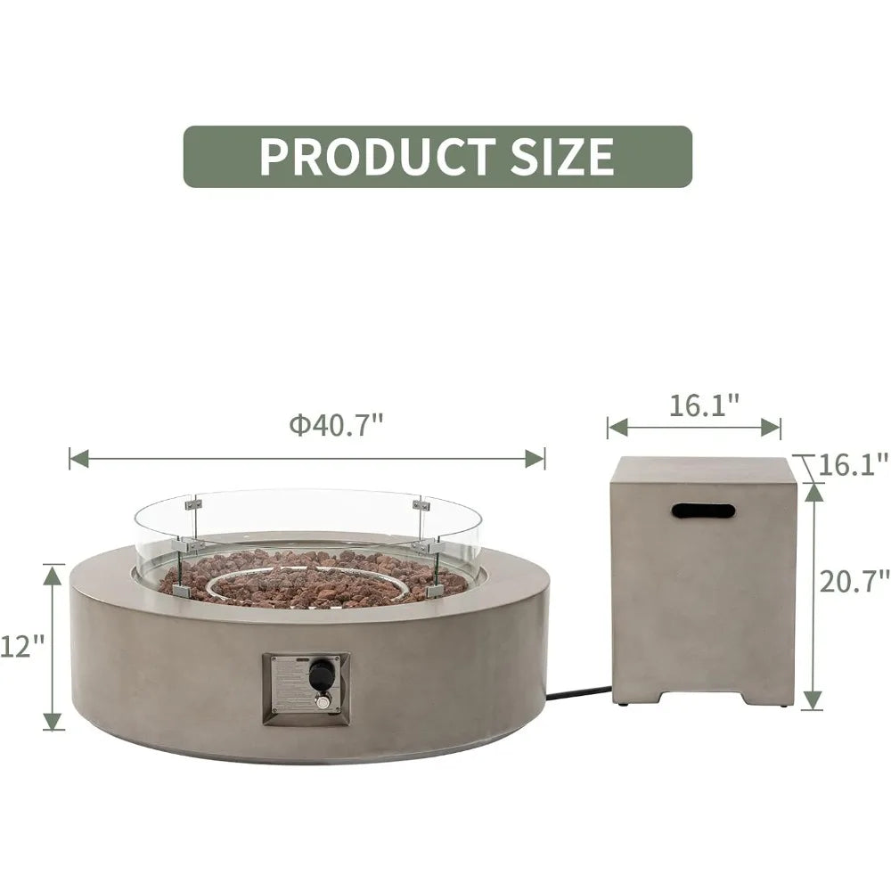 2-Piece Outdoor Propane Fire Pit Table Set with Tank, CSA Certified, 42 Fire Table, 50,000 BTU,