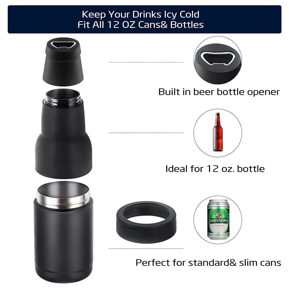 Insulated Cold Keeper Fits 12 Oz Standard Double Walled Can Cooler