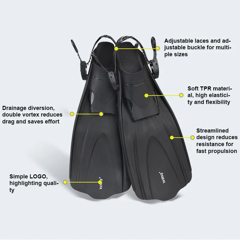 Oulylan Adjustable Short Adult Snorkel Foot Swimming Fins