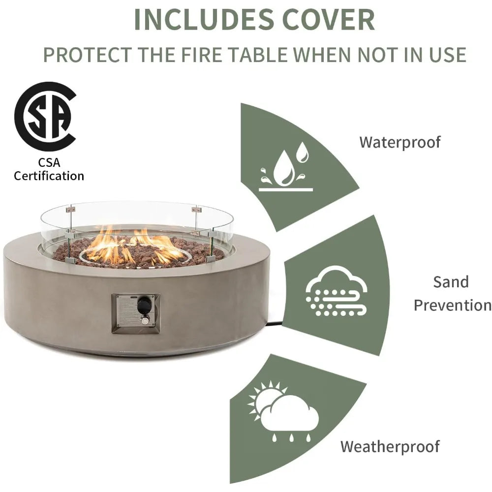 2-Piece Outdoor Propane Fire Pit Table Set with Tank, CSA Certified, 42 Fire Table, 50,000 BTU,