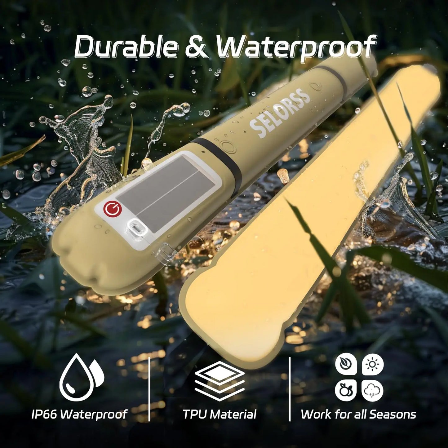 SELORSS Solar Camping Lantern 2000mAh Folding Portable