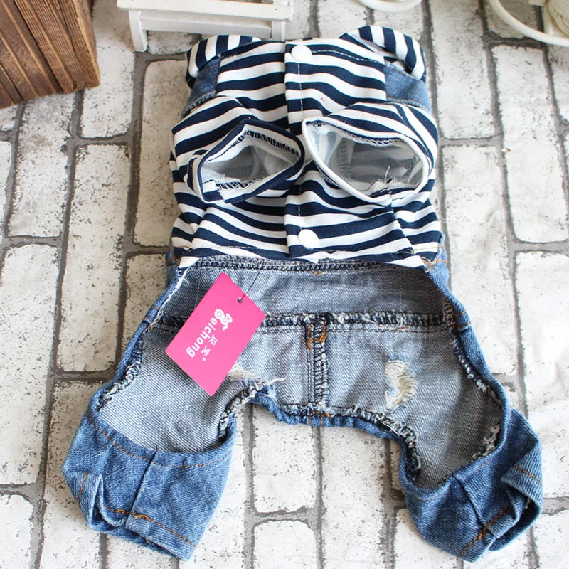 Pet Denim Jumpsuit Dog Jeans Hoodies