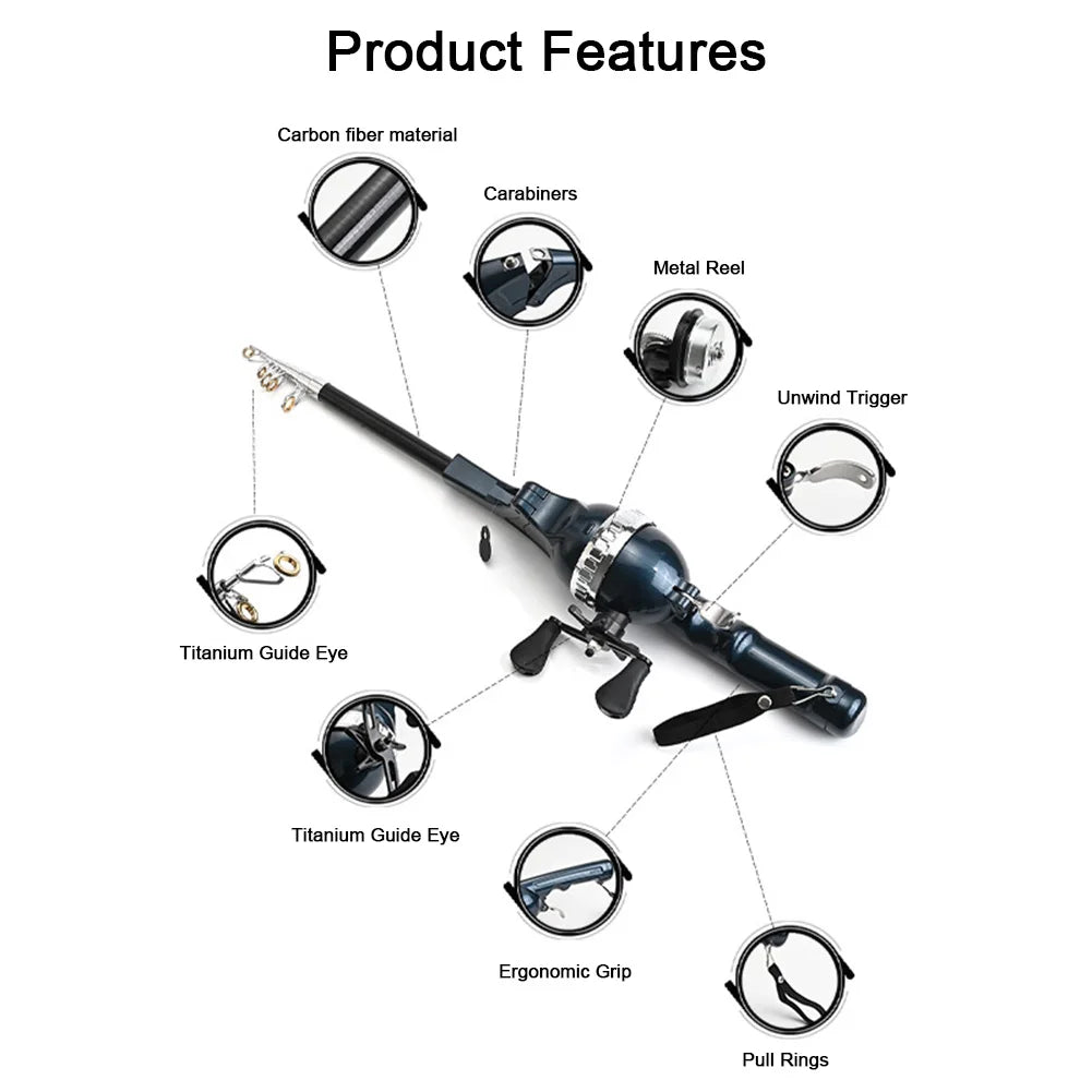 1Set Portable Folding Fishing Rod