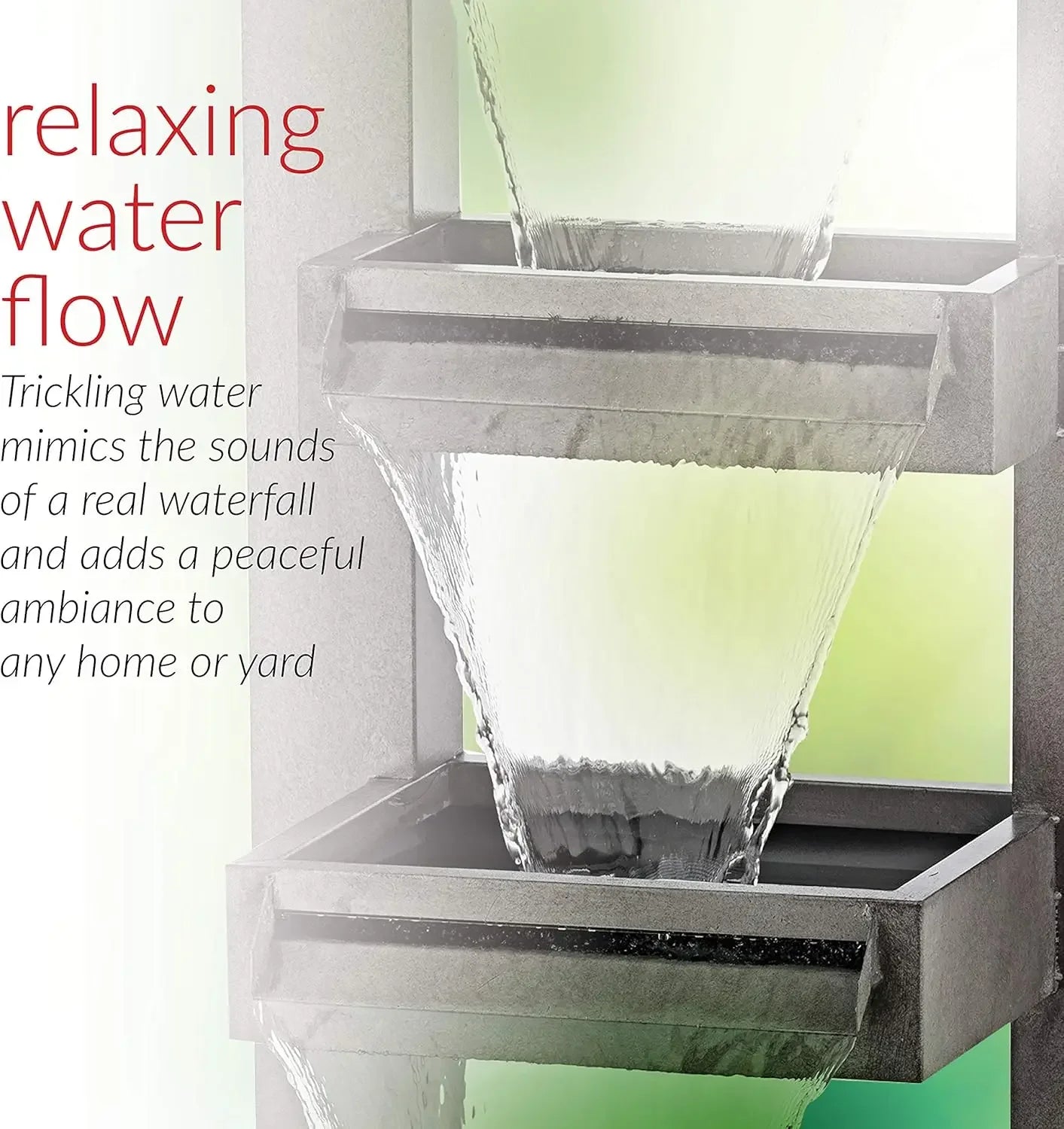 Popular.CPS182 Outdoor Floor Industrial Multi-Tiered Soothing Waterfall Fountain, 43", Gray