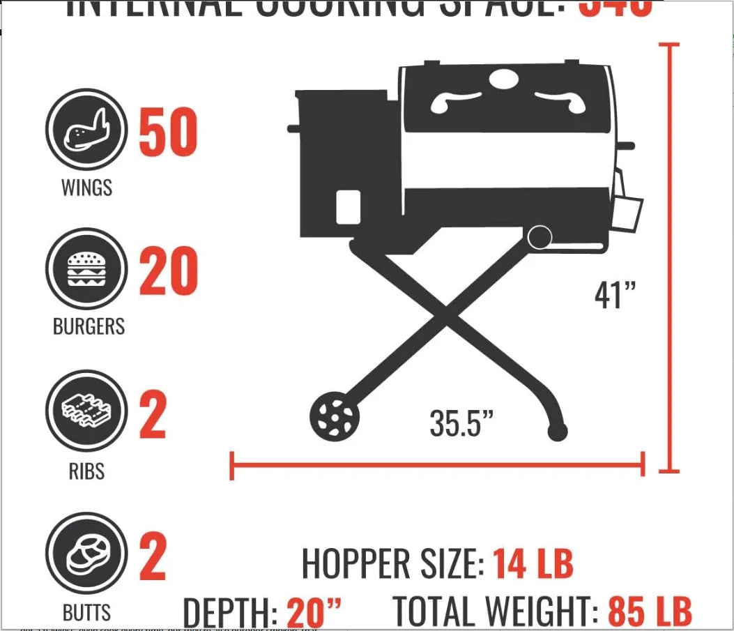 Portable Pellet Grill, Electric Pellet Smoker Grill, BBQ Grill