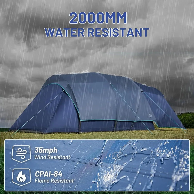 TIMBER RIDGE 8 Person Camping Tent with Large Porch, Portable Waterproof Windproof Family Tent w/ Rainfly Carry Bag Room Divider