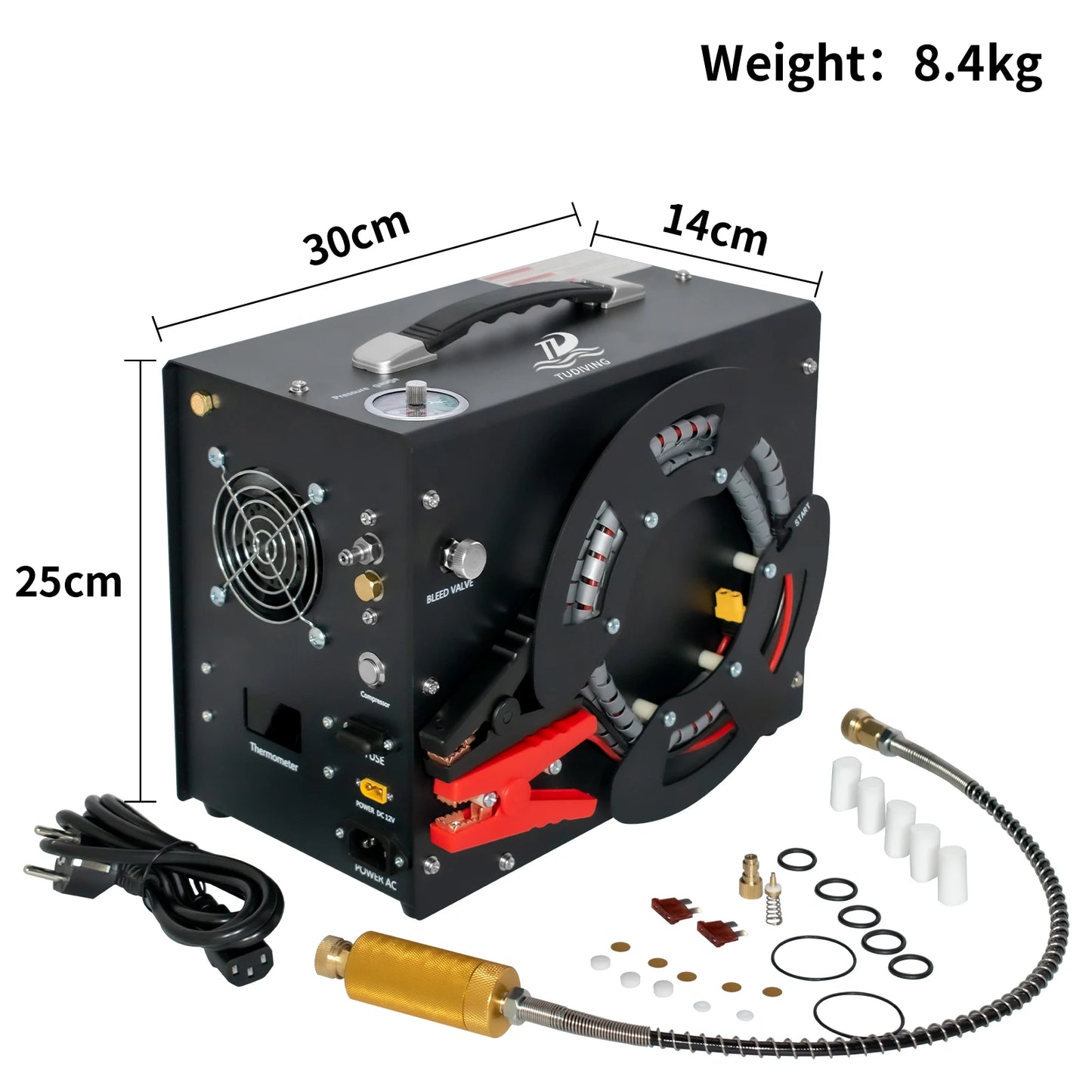 TUDIVING-Portable 4500Psi Pcp Air Compressor,300Bar High Pressure Air Compressor Scuba Tank Compressor