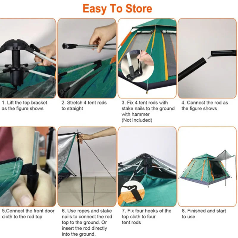 4-5 Person Camping Outdoor Foldable Waterproof Tent 2 Mosquito Nets