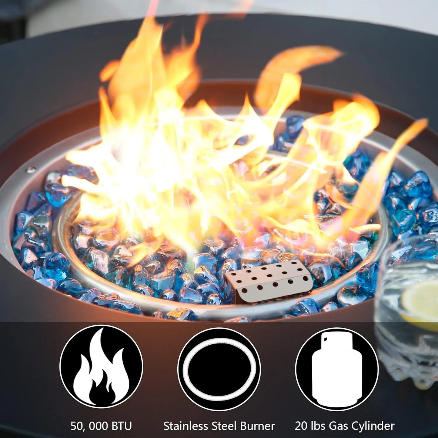 50000 BTU Propane Fire Pit for Outdoor, 30 in Fire Pit Table Outdoor