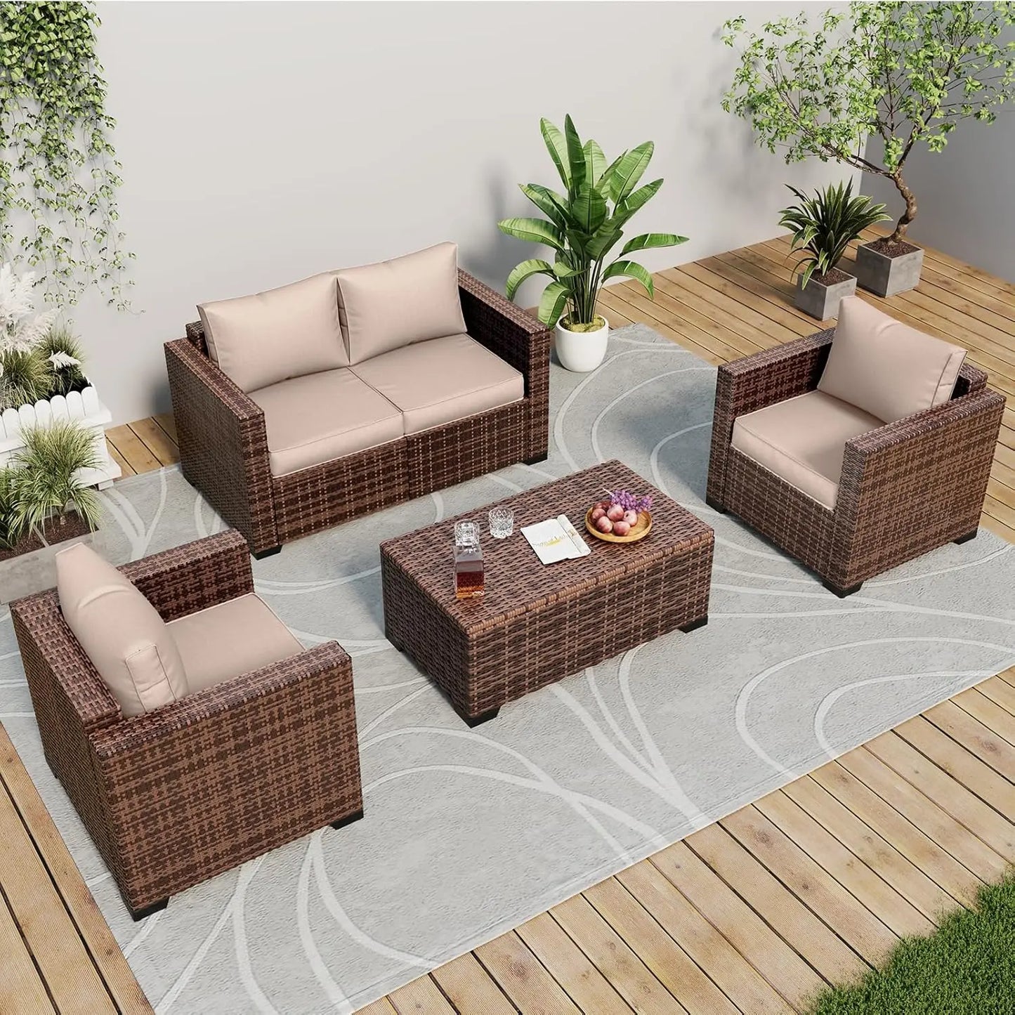 Patio Furniture Set 6 Pieces Outdoor Sectional Furniture