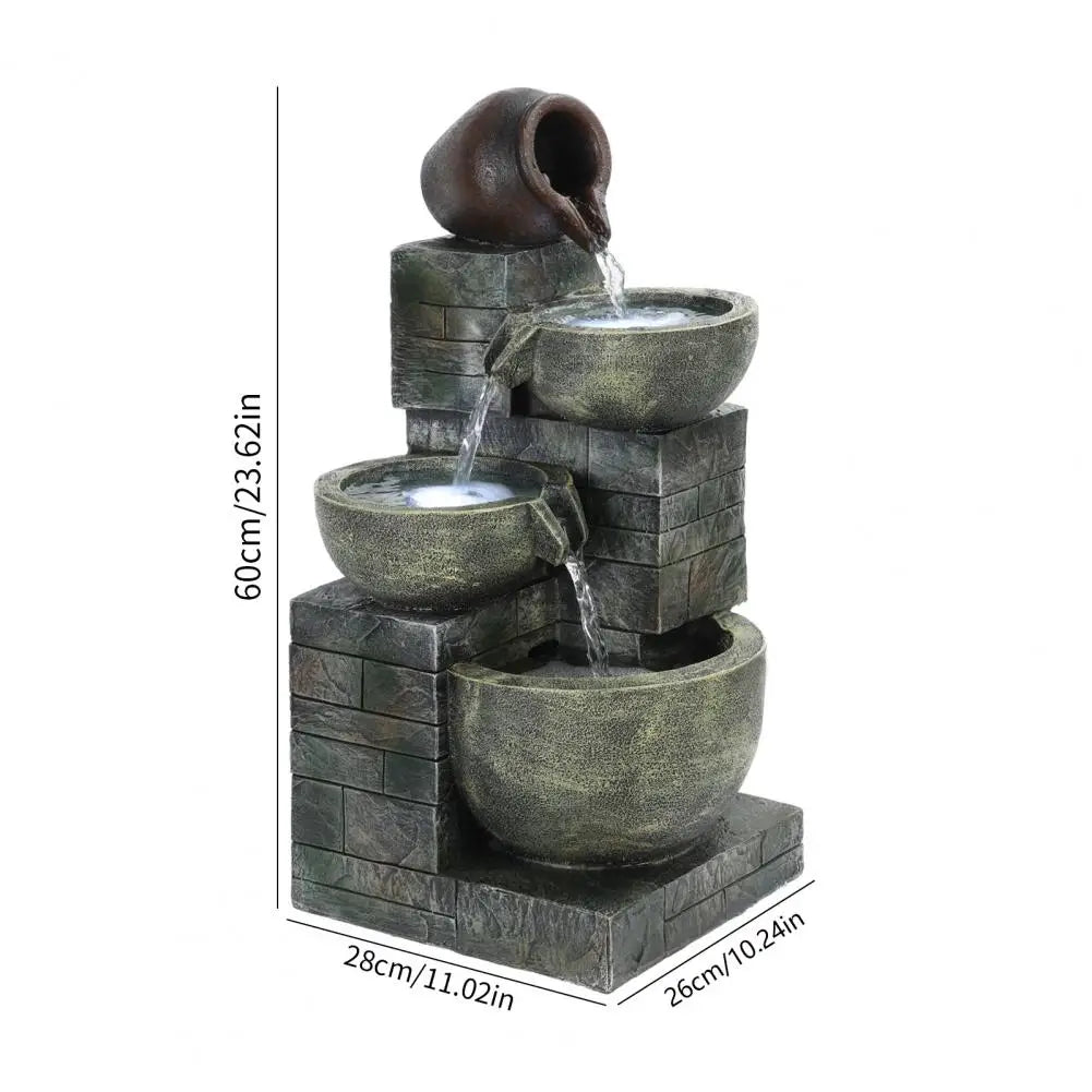 Stacked Stones Outdoor Water Fountain 4-Tiers