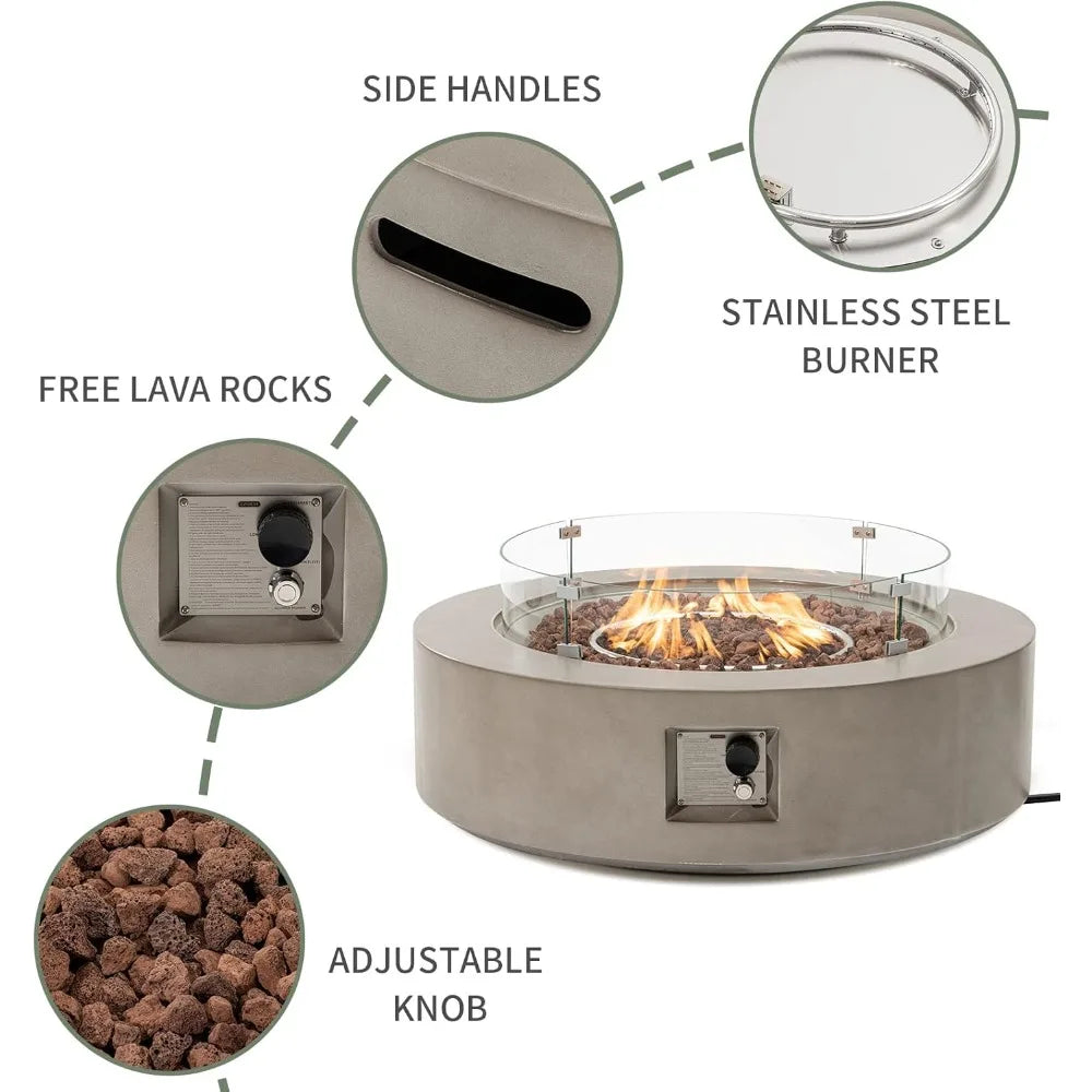 2-Piece Outdoor Propane Fire Pit Table Set with Tank, CSA Certified, 42 Fire Table, 50,000 BTU,