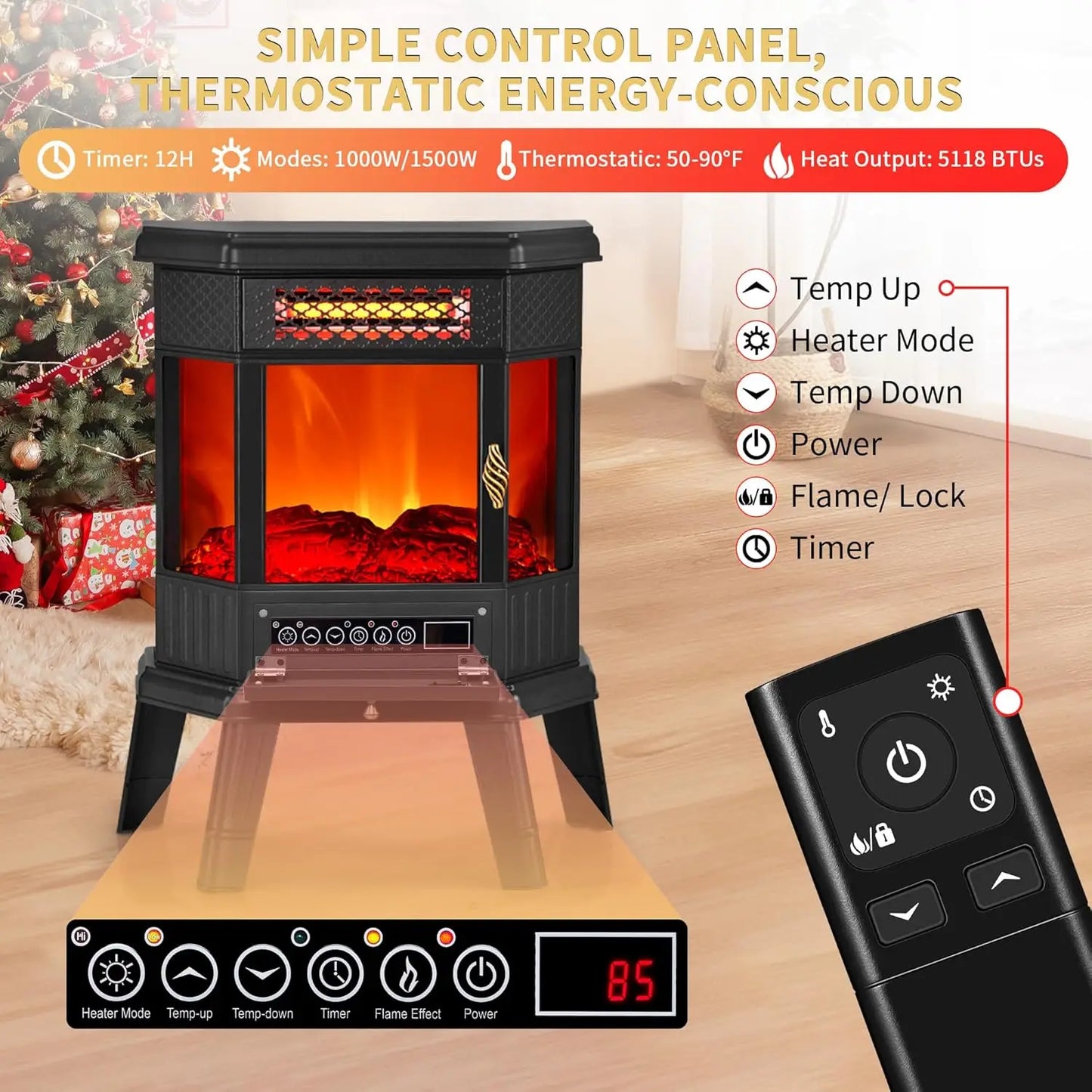 Electric Fireplace Heater 22 in Freestanding Fireplace Stove