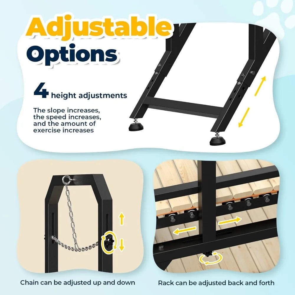 75" Large Dog Treadmill for Dogs, 4 Level Adjustable Ramp