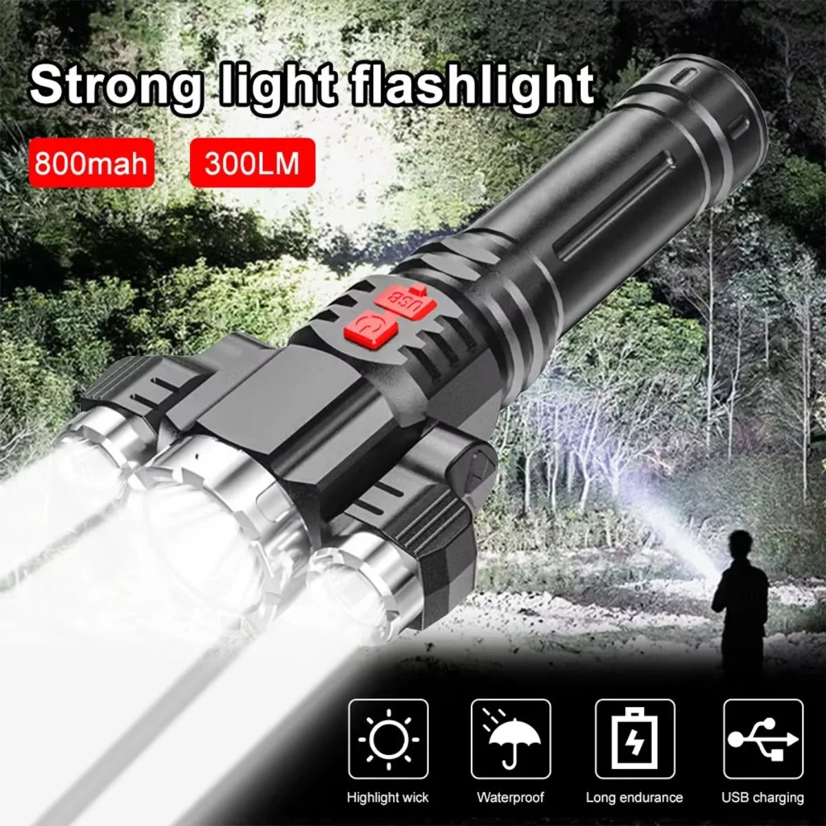 3LED Strong Waterproof LED Flashlight