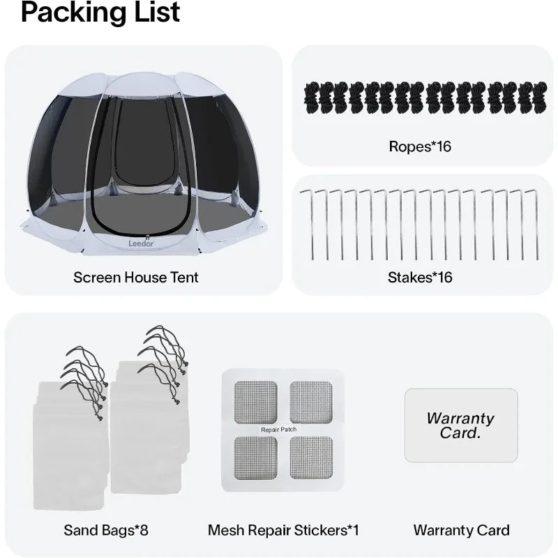 Leedor Screen House Tent for 6-10 Person, Instant Setup Mesh Net Outdoor Gazebo Sun Shade Dome Tent Pop Up Canopy