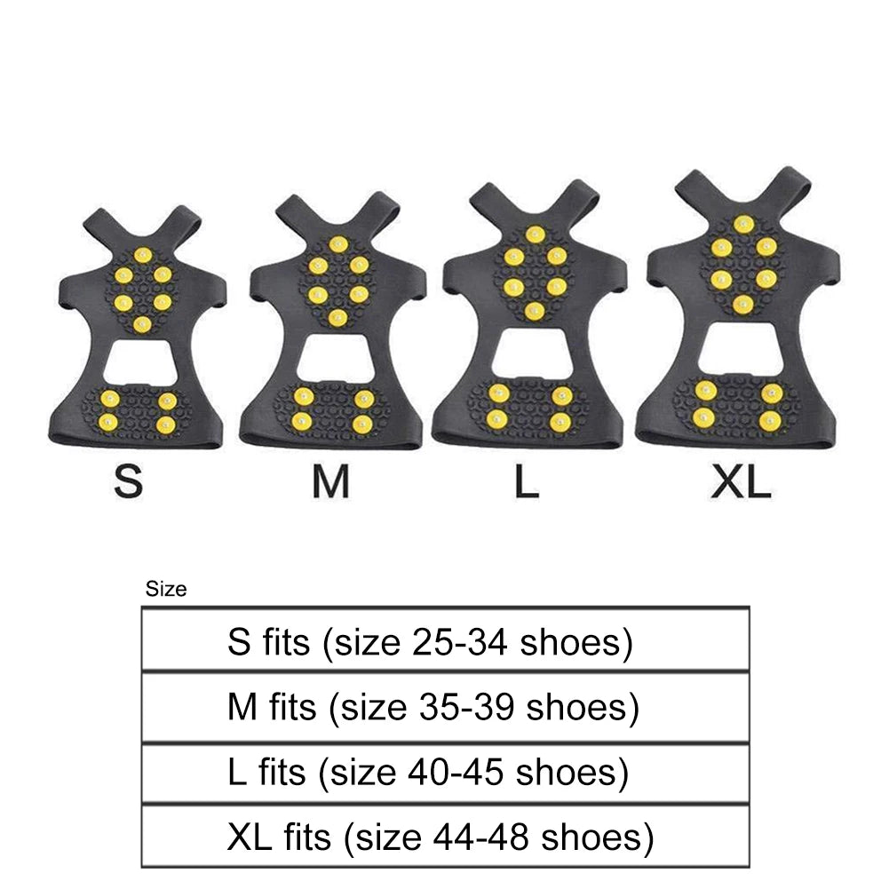 1Pair 10 Teeth Snow Ice Claw Climbing Anti-Slip Ice Grips Shoe Spikes