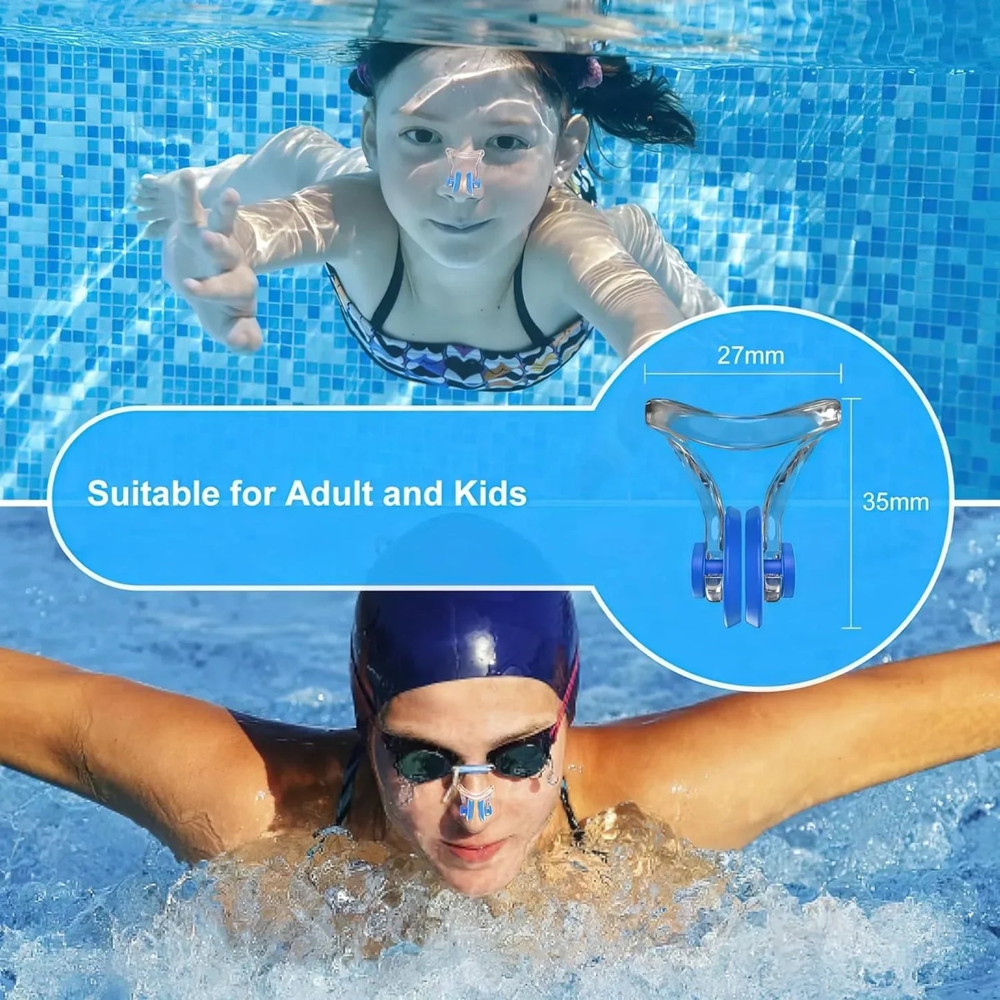 Swimming Nose Clip, 14 packs of Waterproof Silicone Swimming Nose Plugs