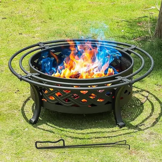 36 inch fire pit with 2 Loops, Crossweave Wood Burning Fire Pits
