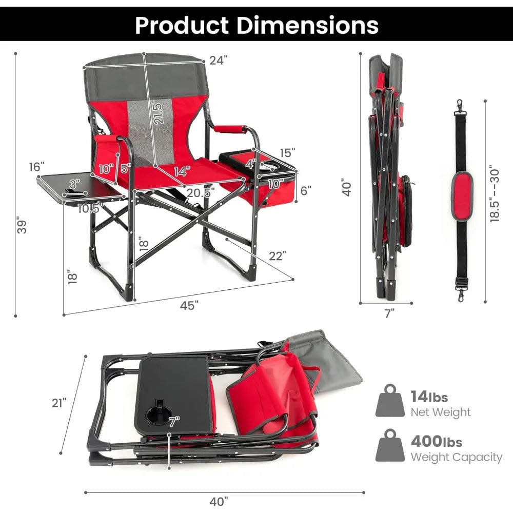 Camping Chairs, Folding Camp Chair with Side Table