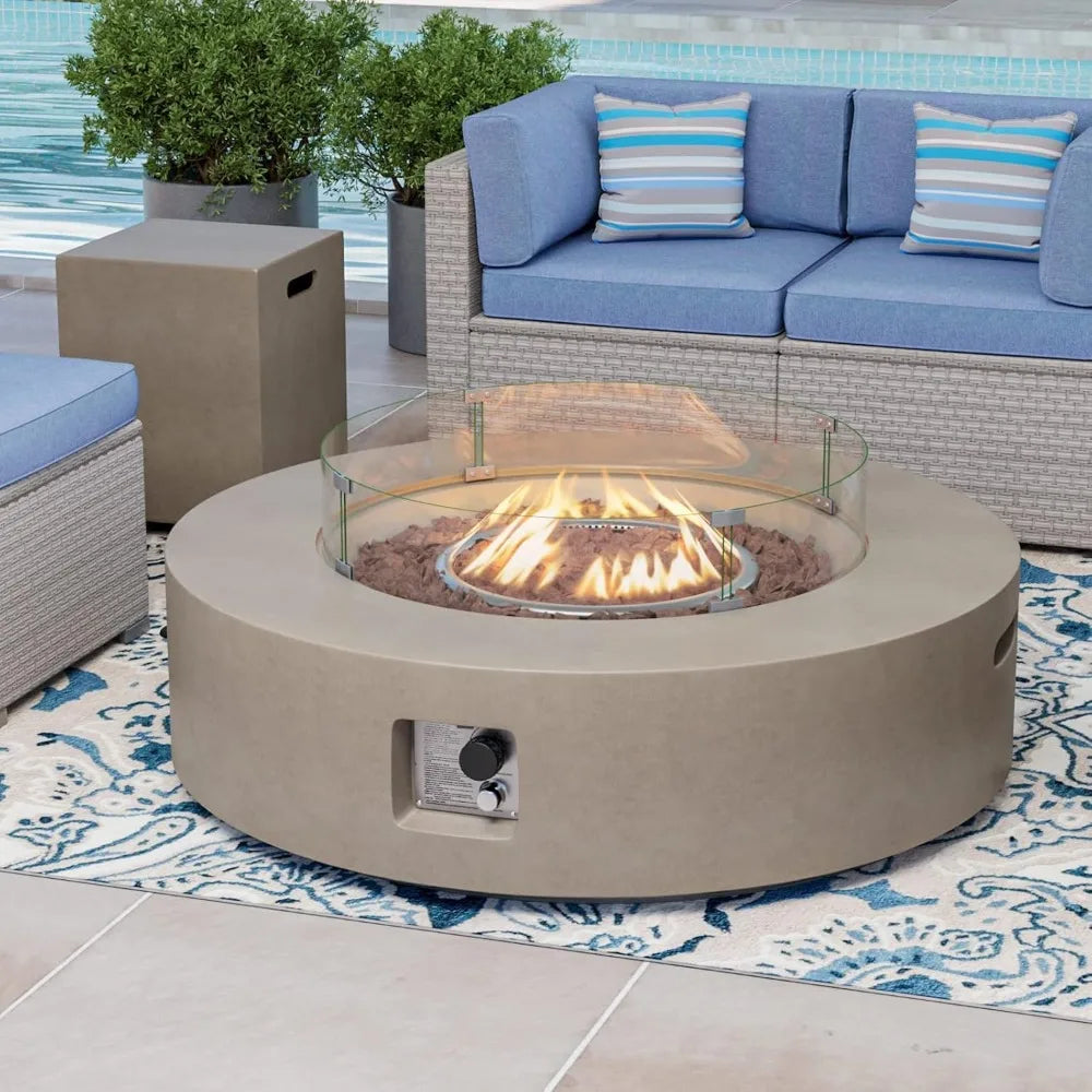 2-Piece Outdoor Propane Fire Pit Table Set with Tank, CSA Certified, 42 Fire Table, 50,000 BTU,