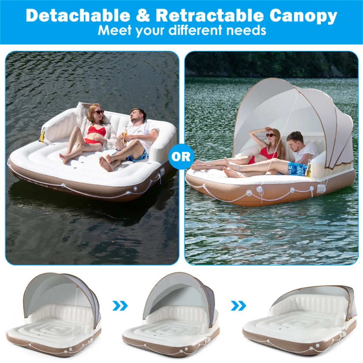 Water Floating Platform 2-person Floating Bed Inflatable Tent