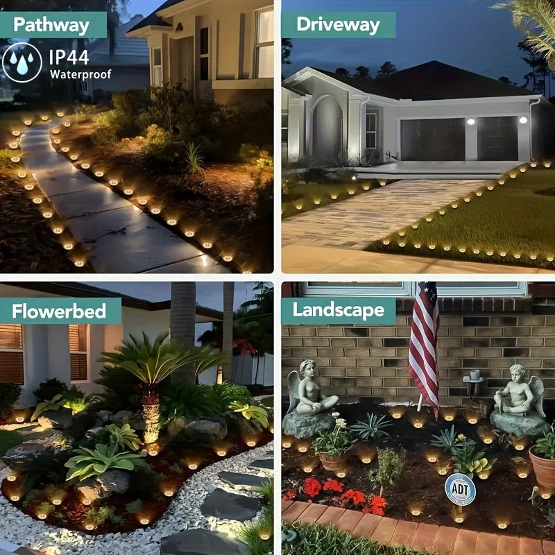 Mini Solar Ground Lights, 8 Pack Solar Lights Outdoor Waterproof, Pathway Lights Solar Powered