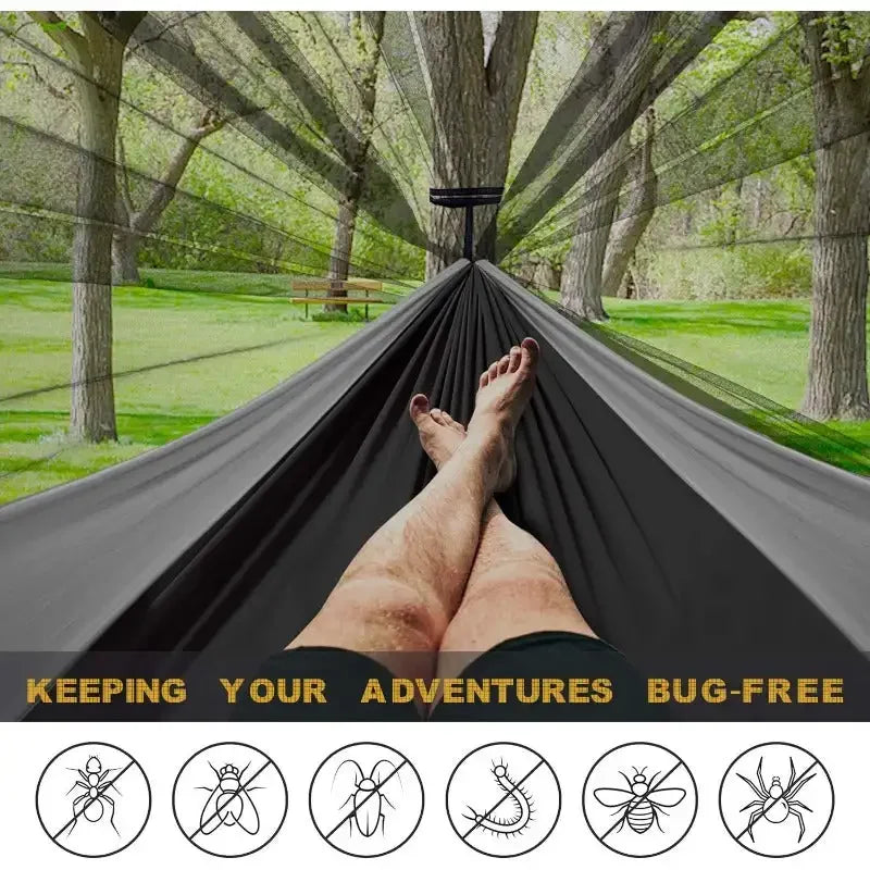 Camping Hammock with Net,Travel Portable Lightweight Hammocks with Tree Straps and Solid D-Shape Carabiners