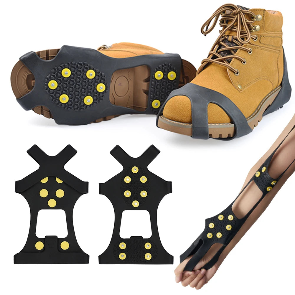 1Pair 10 Teeth Snow Ice Claw Climbing Anti-Slip Ice Grips Shoe Spikes