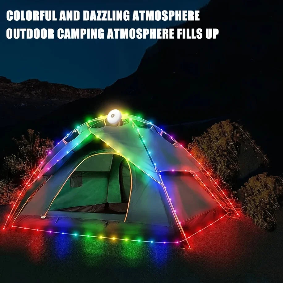 Rechargeable 32.8FT Camping String Lights 2 in 1 Quick Storage