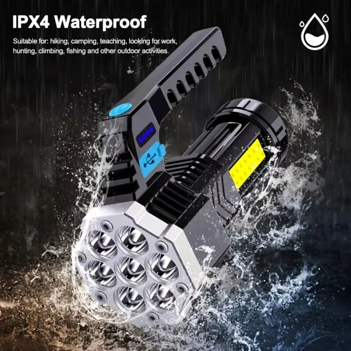 7LED High-Power Flashlight With USB Charging COB Side Light