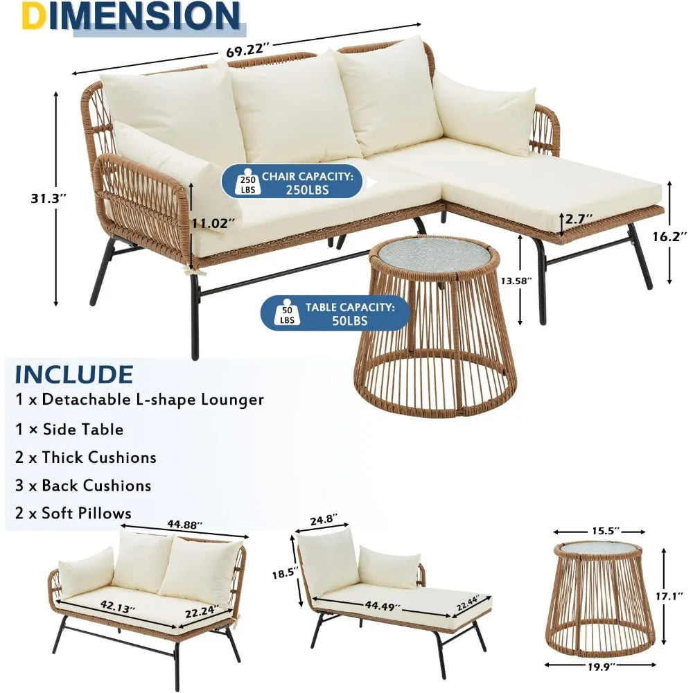 3 Piece Patio Furniture Set