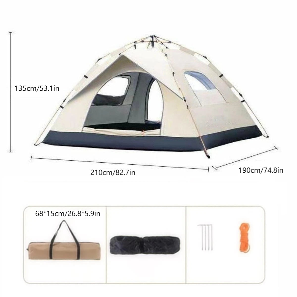 Outdoor Sunshade Self-Driving Travel Camping Tent 4 Person