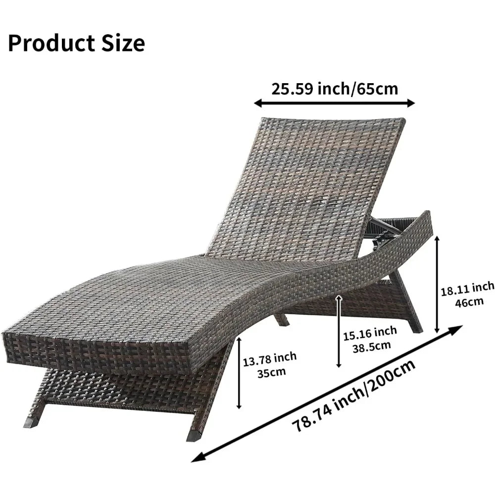PE Rattan Adjustable Backrest Chaise Lounge Set 2