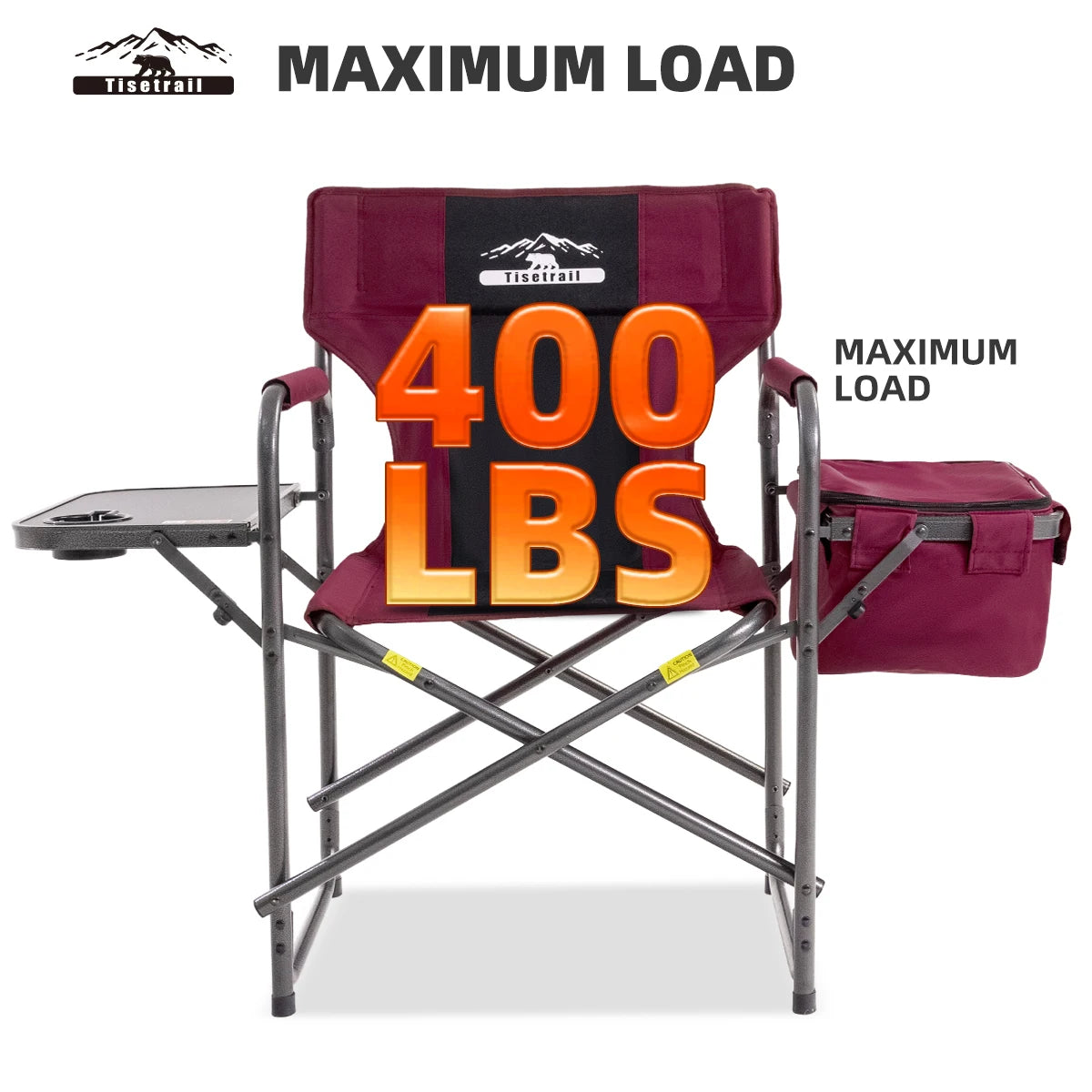 Tisetrail Director Camping Chair With Cooler Bag And Foldable Side Tray