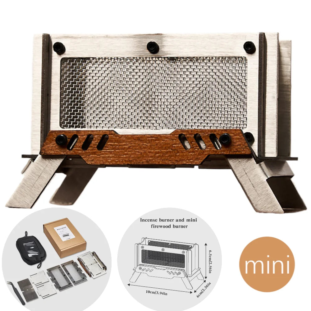 Mini Charcoal Stove Stainless Steel Camping Firewood