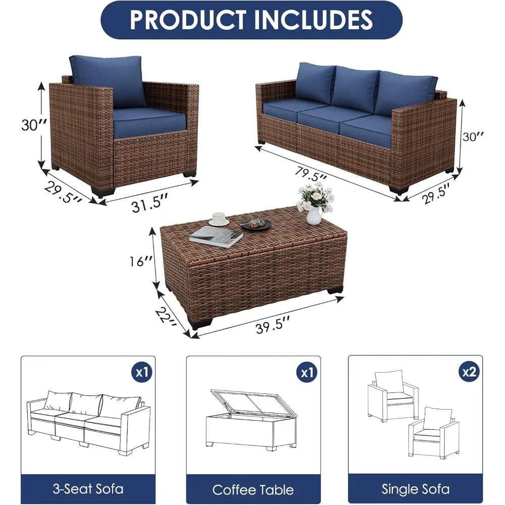 Patio Furniture Set 6 Pieces Outdoor Sectional Furniture
