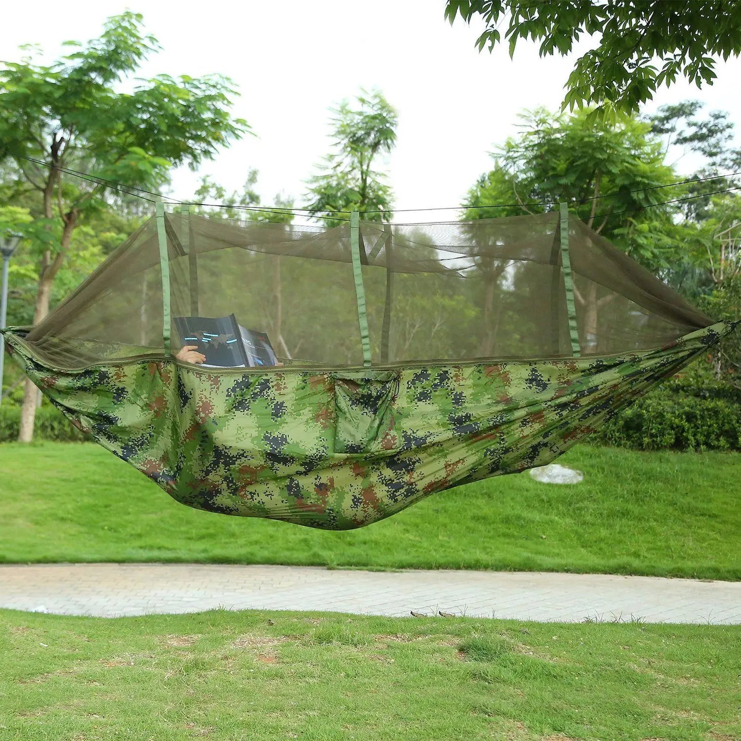 Portable Double Camping Hammock with Mosquito Net - 600lbs Capacity for 2 Persons
